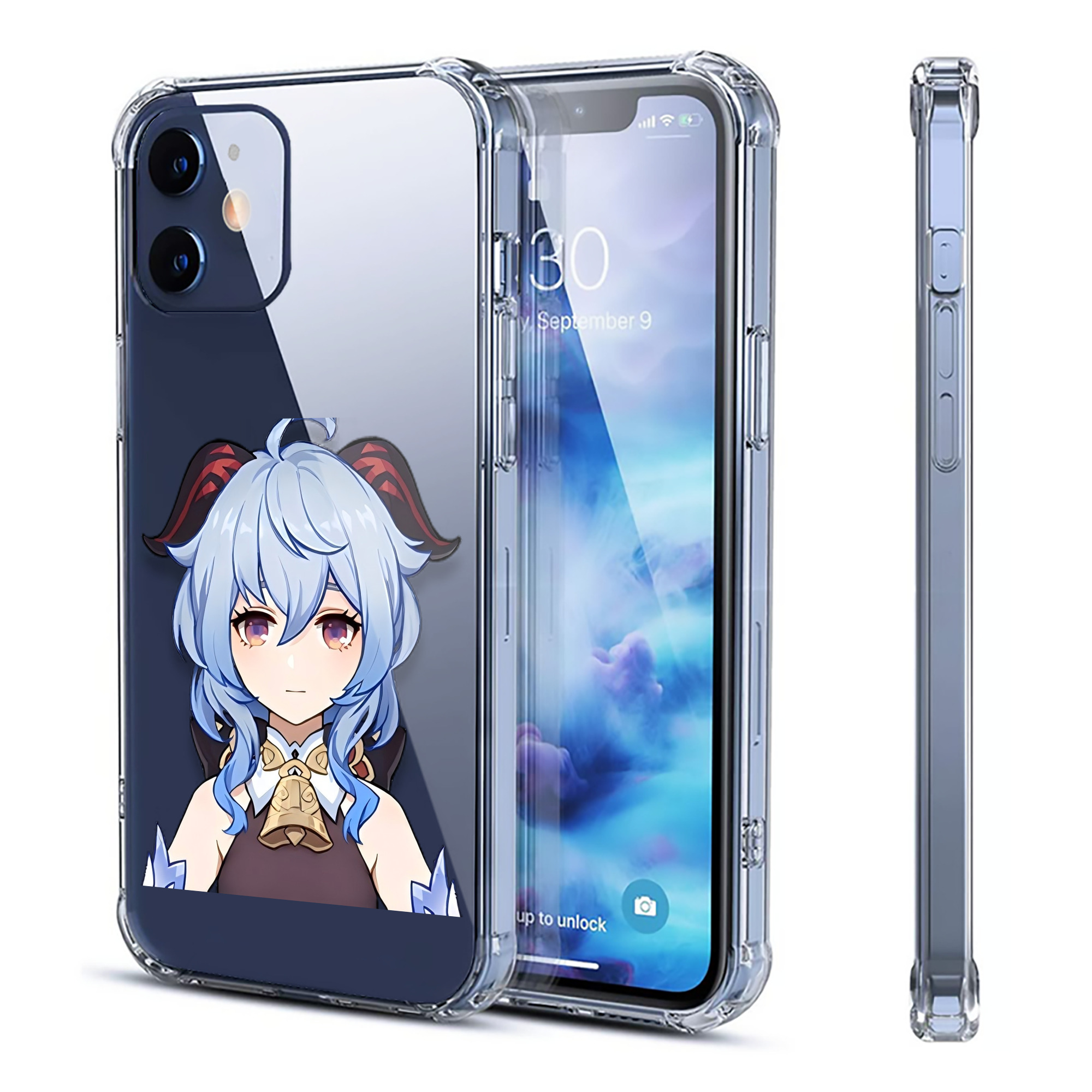 げんし神 甘雨 かんう genshin Ganyu 【iPhone 12シリーズ対応】透明スマホケース（クリアソフトケース）